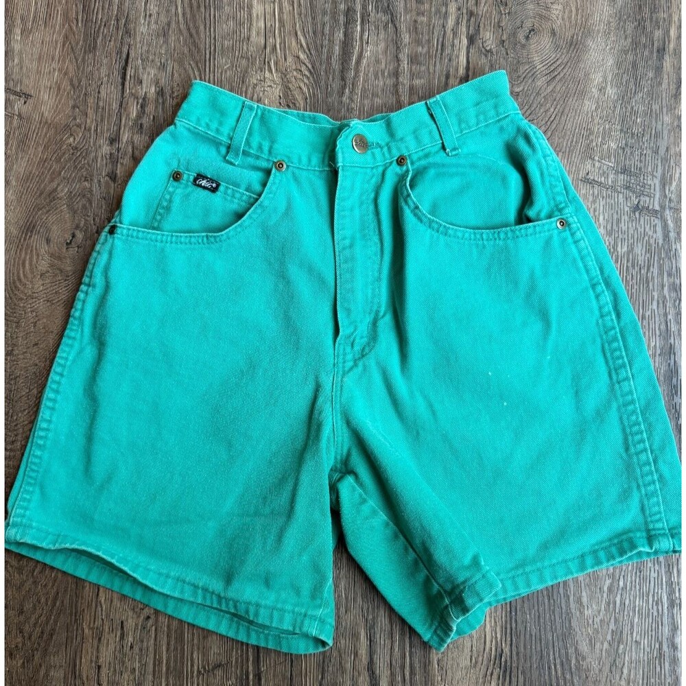 Vintage Chic Mom Jean Denim Shorts Womens Small Teal High Waist USA Made